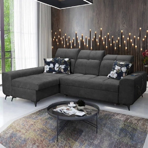 Narożnik z funkcją spania Buffalo grafitowy lewostronny funkcjonalny i stylowy narożnik rozkładany z pojemnikiem na pościel