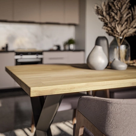 Stół Malmos 100x180 cm dąb olejowany / czarny elegancki stół do jadalni blat wykonany z litego drewna osadzony na stylowych nogach