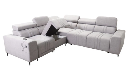 Narożnik z funkcją spania Castel III Lux brązowy lewostronny niezwykle komfortowy narożnik do salonu z wysuwanym podnóżkiem