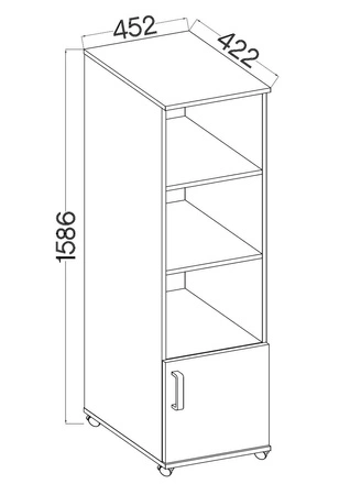 Regał na kółkach Makana dąb artisan funkcjonalny mebel do biura gabinetu lub pokoju młodzieżowego