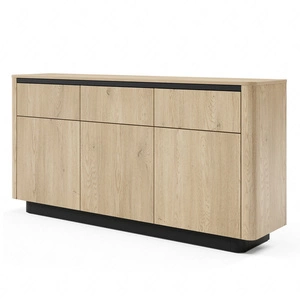 Komoda z szufladami Torro 163 cm dąb cremona / czarny nowoczesny design komody do salonu owalny kształt kontrastowa kolorystyka
