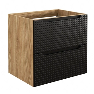 Szafka pod umywalkę Luxor 60 cm dąb olejowany / czarny trójwymiarowe ryflowania podkreślają designerski styl szafki z szufladami