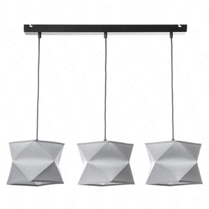 Lampa wisząca potrójna Quasar designerska lampa sufitowa do salonu z szarymi abażurami i czarną metalową podstawą