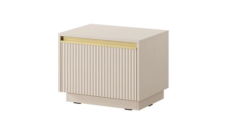 Szafka nocna z szufladą Imperial beżowa z możliwością podwieszenia modna szafka do sypialni z eleganckim frezowanym frontem