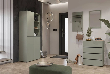 Zestaw mebli do przedpokoju Cross zielony nowoczesny design funkcjonalna oraz praktyczna garderoba do przedpokoju