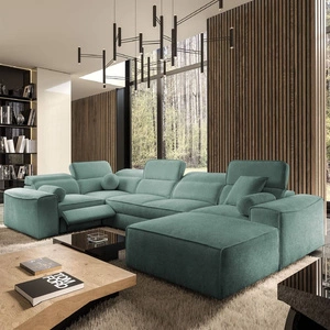 Narożnik z funkcją spania Viano IV Lux patynowy prawostronny designerski narożnik z wysuwanym podnóżkiem duży pojemnik na pościel