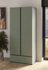 Szafa Cross 89 cm zielona prosta forma w nowoczesnym wydaniu idealna szafa do sypialni lub garderoby geometryczny kształt pojemna szuflada