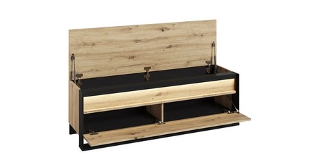 Zestaw mebli do przedpokoju Quant dąb artisan / czarny garderoba w stylu loftowym oświetlenie LED komplet mebli z szafą