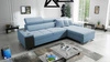 Narożnik z funkcją spania Dafni błękitny prawostronny velvet komfort i funkcjonalność podczas codziennego wypoczynku