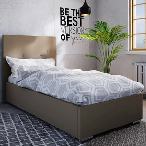 Łóżko tapicerowane Burgos 90x200 ciemny beż z zagłówkiem w nowoczesnym stylu idealne do pokoju młodzieżowego lub małej sypialni