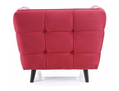 Fotel Castello bordowy nowoczesny oraz funkcjonalny fotel z drewnianymi nogami komfortowy podczas wypoczynku