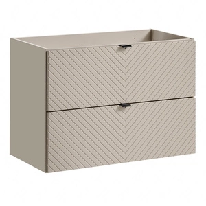 Szafka pod umywalkę Viva 80 cm beżowa praktyczna szafka do łazienki z ciekawym frezowaniem w kształcie jodełki pojemne szuflady