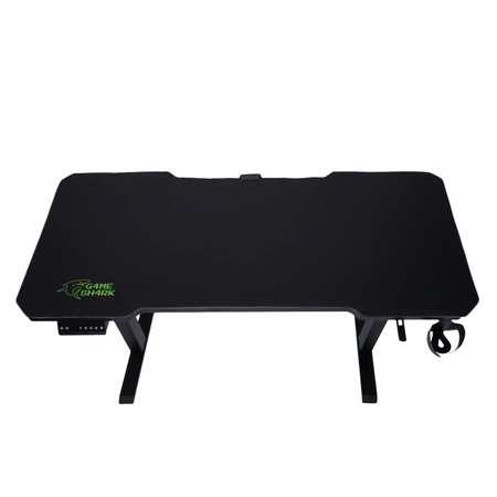 Biurko gamingowe E-Talisman czarny / zielony biurko z regulacją wysokości blat w całości pokryty podkładką z oświetleniem LED