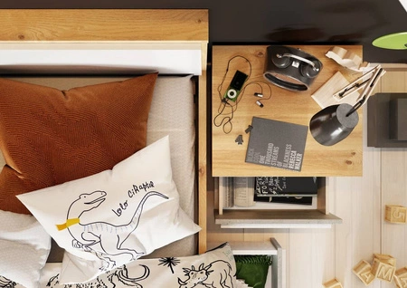 Szafka nocna Plano dąb nash / beton stylowa szafka z szufladą funkcjonalny dodatek do pokoju młodzieżowego lub dziecięcego