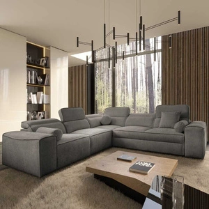 Narożnik z funkcją spania Viano III szary lewostronny stylowy narożnik z pojemnikami na pościel doskonały do nowoczesnych wnętrz