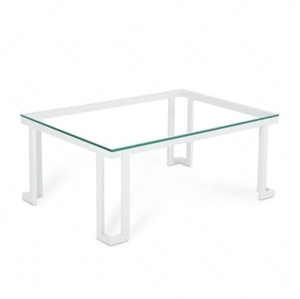 Stolik ogrodowy Ibiza 60x90 cm biały nowoczesny design stolika blat wykonany ze szkła hartowanego doskonała propozycja na taras