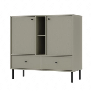 Komoda z szufladami Kioto II 100 cm eukaliptus nowoczesny design metalowe wysokie nogi w kolorze czarnym komoda o oryginalnej stylistyce