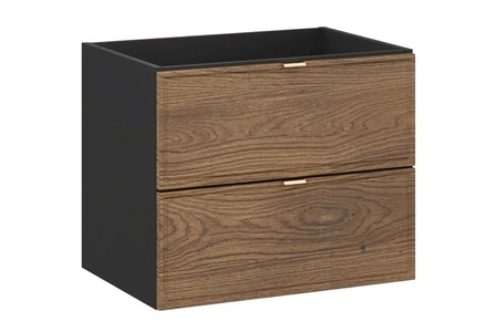 Zestaw mebli łazienkowych Talia czarny / dąb casella eleganckie szafki w stylu klasycznym subtelne frezowane ramki na frontach