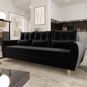 Sofa z funkcją spania Rovigo czarna lekka forma o eleganckim charakterze doskonałe uzupełnienie każdego wnętrza miękka tkanina