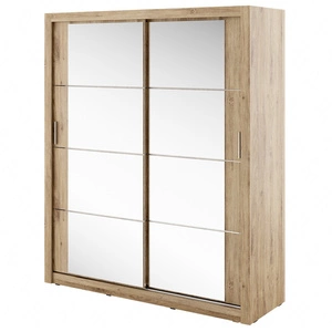 Szafa przesuwna z lustrem Arti 180 cm dąb shetland pojemna szafa do przedpokoju drzwi szafy wykończone lustrami w ciekawej konfiguracji