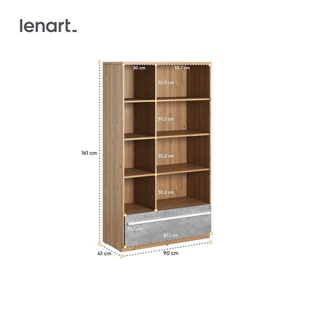 Zestaw mebli Plano dąb nash / biały / beton stylowy design zestaw mebli w modnej kolorystyce idealne meble do pokoju młodzieżowego