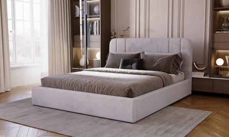 Łóżko tapicerowane Apis 140x200 szary popiel stylowe łóżko z pojemnikiem na pościel wygodny zagłówek zachwyca eleganckim designem