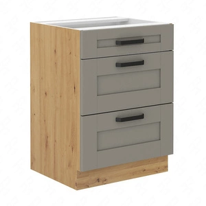 Szafka kuchenna stojąca z szufladami Linosa 60 D 3S BB szafka odporna na parę wodną rozlaną ciecz i wysoką temperaturę