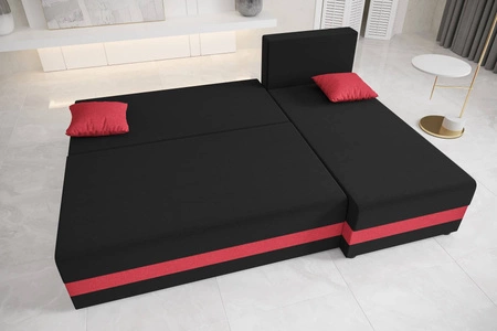 Narożnik z funkcją spania Bowers grafitowy / szary prawostronny narożnik z pojemnikiem na pościel gwarancja najwyższego komfortu