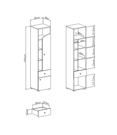 Zestaw mebli Dzeta dąb / antracyt idealna propozycja do pokoju młodzieżowego lub dziecięcego w modnym stylu