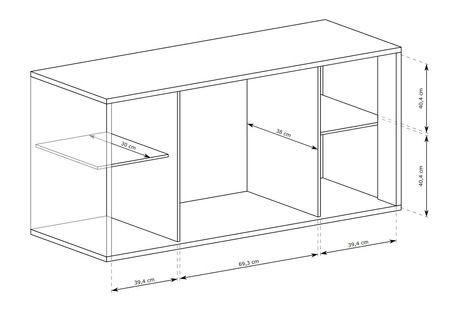 Komoda z szufladami Fonti 158 cm dąb karmel czarne uchwyty krawędziowe geometryczne kształty misterne zdobienie w postaci jodełki