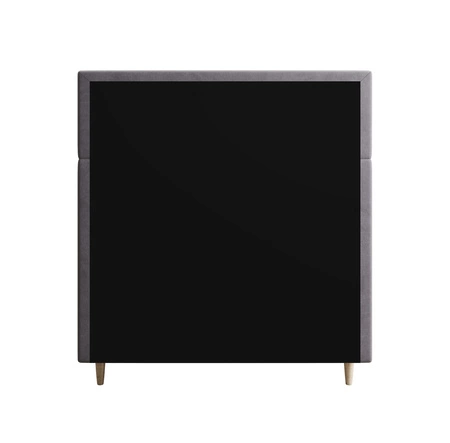 Łóżko kontynentalne Benet 90x200 jasny szary w nowoczesnym skandynawskim stylu z tapicerowanym zagłówkiem oraz zanóżkiem łóżko z pojemnikiem