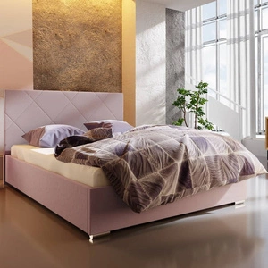 Łóżko tapicerowane Hernani 180x200 pudrowy róż z zagłówkiem w nowoczesnym stylu idealne do sypialni