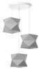 Lampa wisząca potrójna Quasar designerska lampa sufitowa do salonu z szarymi abażurami i białą rozetą sufitową