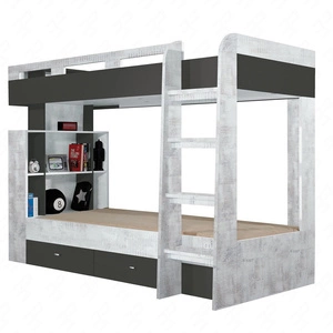 Łóżko piętrowe Tablo 90x200 cm grafit / enigma idealne do pokoju dziecka oraz pokoju młodzieżowego obrzeża wykończone specjalną okleiną