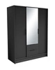 Szafa z lustrem Norel 150 cm grafitowa stylowa szafa o nowoczesnym designie z ryflowanymi frontami i pojemnymi szufladami