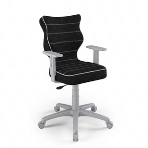 Krzesło do biurka Duo czarne dopasowane do wzrostu 159-188 cm profilowane siedzisko regulowane podłokietniki łatwo czyszcząca tkanina