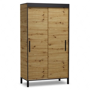 Szafa przesuwna Brig 120 cm dąb artisan / czarny ciekawy design funkcjonalna szafa do przedpokoju idealna do wnętrz w stylu loftowym