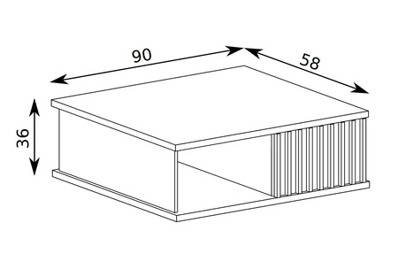 Zestaw mebli do salonu Cali dąb artisan / czarny meblościanka z ozdobnymi lamelami i czarnymi uchwytami
