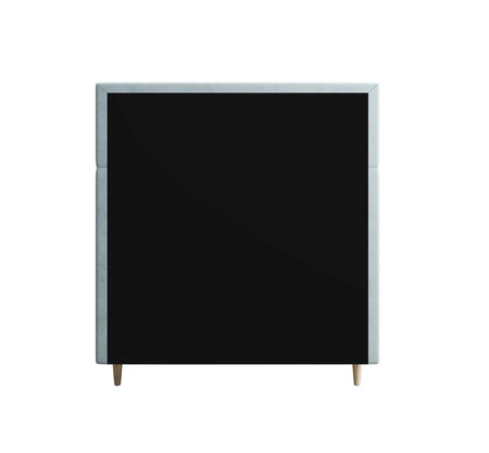 Łóżko kontynentalne Bing 90x200 błękitne w nowoczesnym skandynawskim stylu z tapicerowanym zagłówkiem łóżko z pojemnikiem