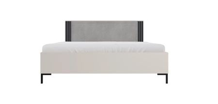 Łóżko Estan 160x200 cm beżowy / antracyt idealne łóżko do sypialni obrzeża wykończone okleiną ABS designerski tapicerowany zagłówek