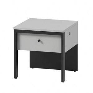 Szafka nocna Gris szary / czarny modna szafka z szufladą do sypialni o nietypowej konstrukcji dyskretne oświetlenie LED