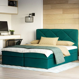 Łóżko kontynentalne Luton 180x200 turkusowe w nowoczesnym skandynawskim stylu z charakterystycznym zagłówkiem