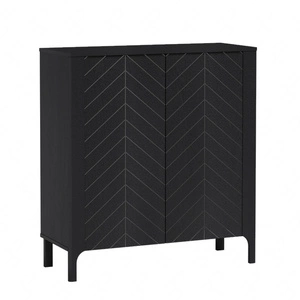 Komoda Malumi 103 cm czarna elegancka i funkcjonalna komoda do nowoczesnych wnętrz subtelny wzór jodełki na frontach push to open