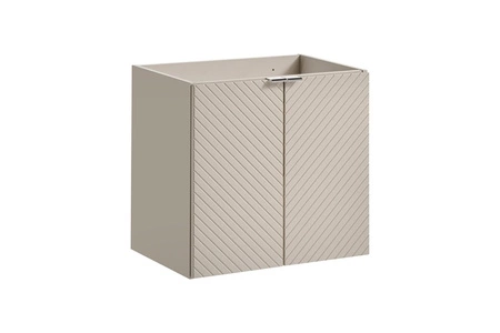 Zestaw mebli łazienkowych Viva beżowy / biały elegancki design subtelna kolorystyka podkreślona frezowaniem w kształcie jodełki