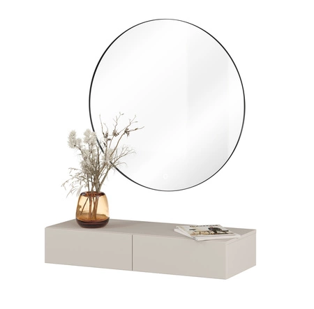 Toaletka Jukon S 90 cm beżowa funkcjonalny i uniwersalny dodatek ułatwi uporządkowanie kosmetyków i drobiazgów stylowa toaletka z lustrem