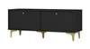 Szafka RTV Kioto I 121 cm czarny grafit elegancka szafka z drzwiami otwieranymi do dołu ponadczasowa kolorystyka złote dodatki
