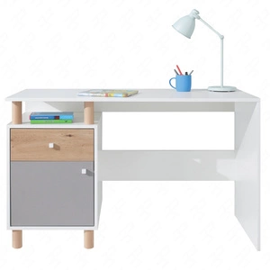 Biurko z szufladą Beja 125 cm biały / dąb artisan / szary idealny do pokoju młodzieżowego oryginalna kolorystyka