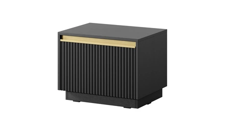 Szafka nocna z szufladą Imperial czarna z możliwością podwieszenia modna szafka do sypialni z eleganckim frezowanym frontem