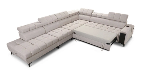 Narożnik z funkcją spania Bolmso XII miętowy lewostronny nowoczesny design narożnik zapewnia komfort obszerne pojemniki na pościel