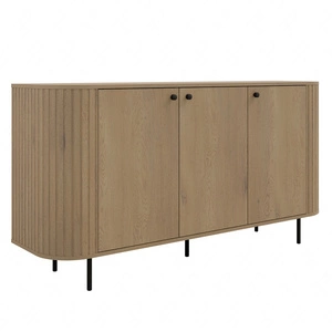 Komoda Ovalio 165 cm dąb cremona minimalistyczna forma dokonała komoda do salonu stylowy owalny kształt ozdobne frezowania na korpusie